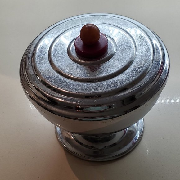 VINTAGE METAL 2 PIECE TRINKET BOWL/SUGAR BOWL - Picture 1 of 3